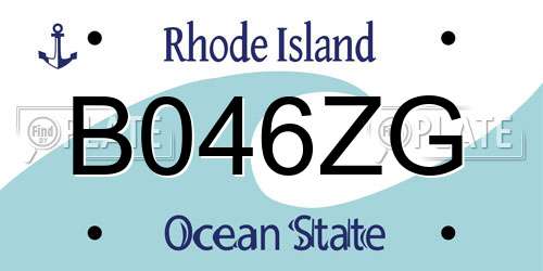 B046ZG Rhode Island License Plate