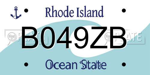 B049ZB Rhode Island License Plate
