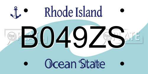 B049ZS Rhode Island License Plate