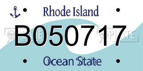 B050717 Rhode Island License Plate