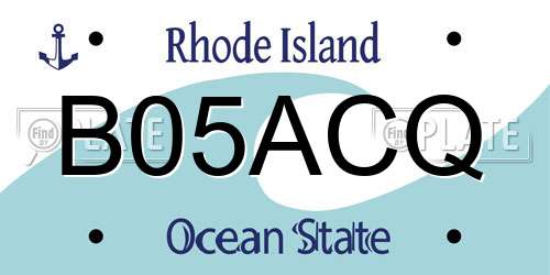B05ACQ Rhode Island License Plate