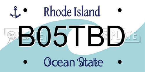 B05TBD Rhode Island License Plate