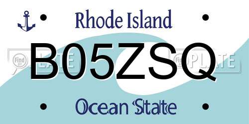 B05ZSQ Rhode Island License Plate