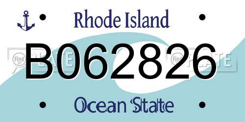 B062826 Rhode Island License Plate