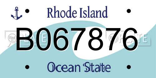 B067876 Rhode Island License Plate