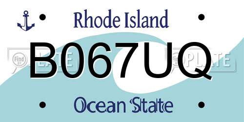 B067UQ Rhode Island License Plate