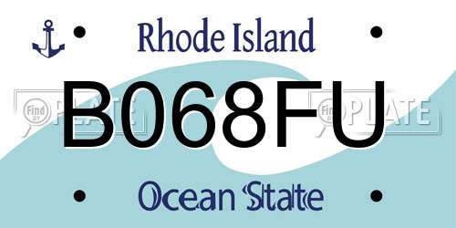 B068FU Rhode Island License Plate