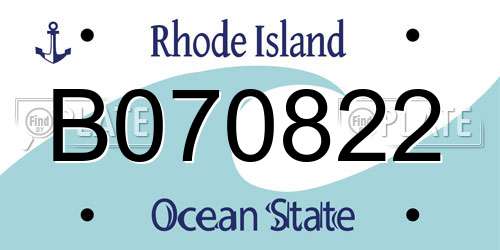 B070822 Rhode Island License Plate