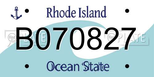B070827 Rhode Island License Plate