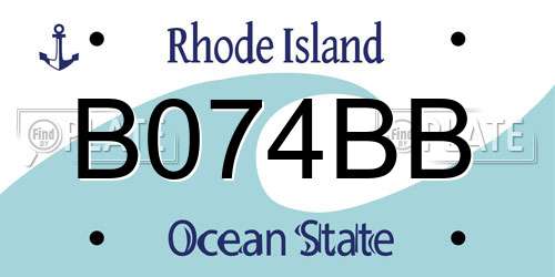 B074BB Rhode Island License Plate