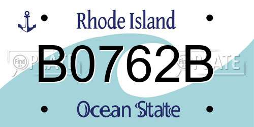 B0762B Rhode Island License Plate