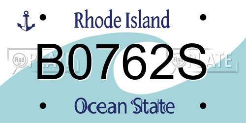 B0762S Rhode Island License Plate