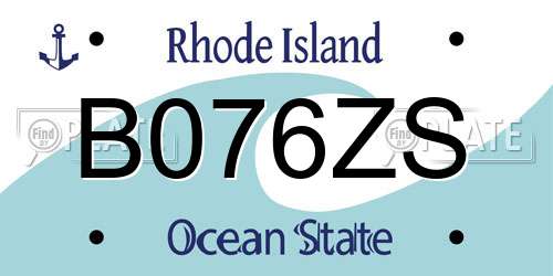 B076ZS Rhode Island License Plate