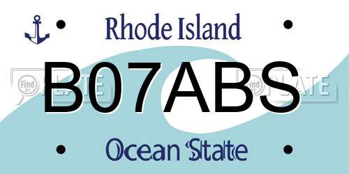 B07ABS Rhode Island License Plate