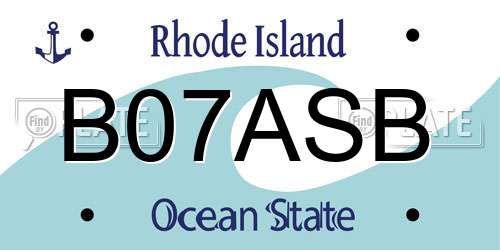B07ASB Rhode Island License Plate