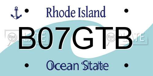 B07GTB Rhode Island License Plate