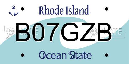 B07GZB Rhode Island License Plate