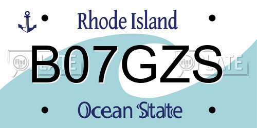 B07GZS Rhode Island License Plate