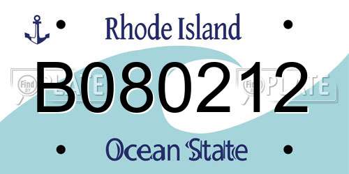 B080212 Rhode Island License Plate