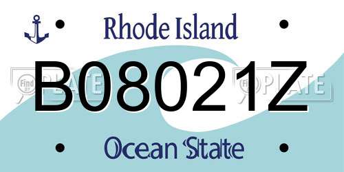 B08021Z Rhode Island License Plate