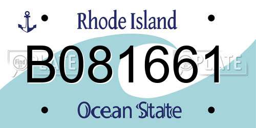 B081661 Rhode Island License Plate