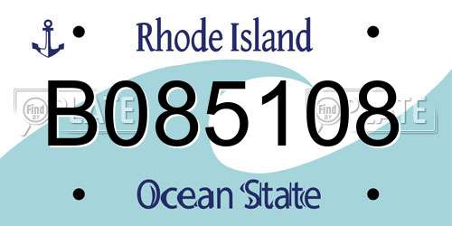 B085108 Rhode Island License Plate