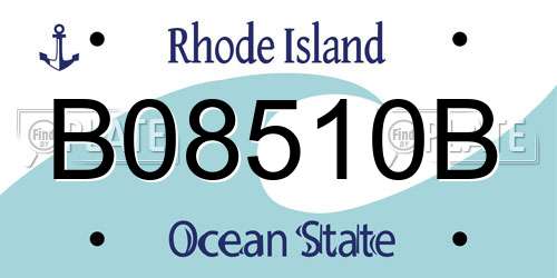 B08510B Rhode Island License Plate