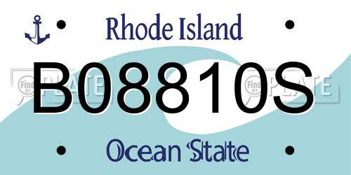 B08810S Rhode Island License Plate