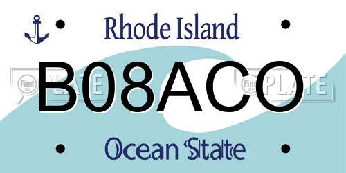 B08ACO Rhode Island License Plate