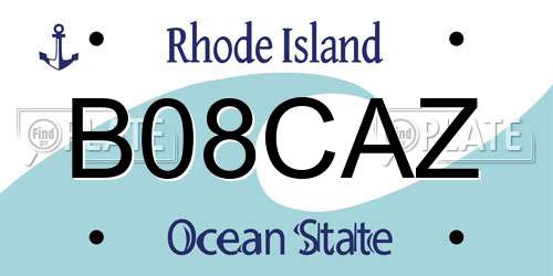 B08CAZ Rhode Island License Plate