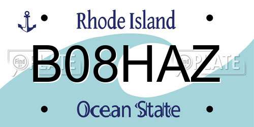 B08HAZ Rhode Island License Plate