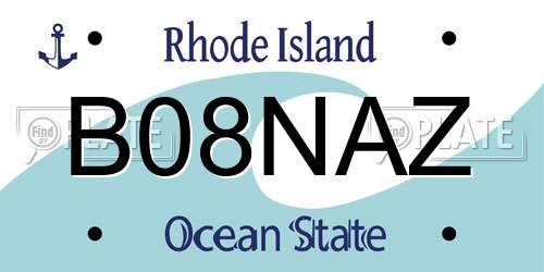 B08NAZ Rhode Island License Plate