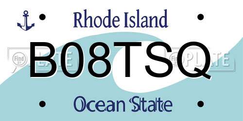 B08TSQ Rhode Island License Plate