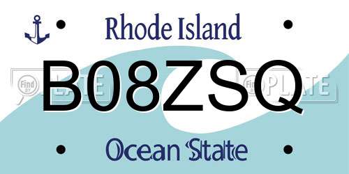 B08ZSQ Rhode Island License Plate