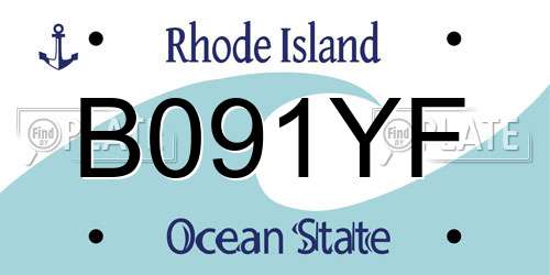 B091YF Rhode Island License Plate