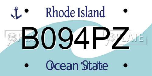 B094PZ Rhode Island License Plate