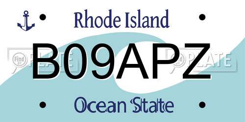 B09APZ Rhode Island License Plate