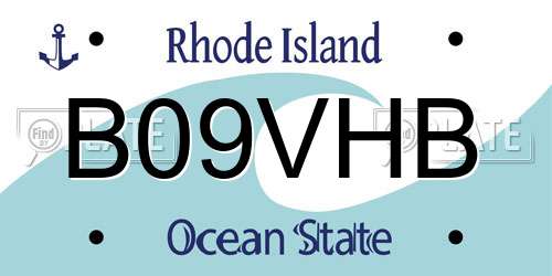 B09VHB Rhode Island License Plate