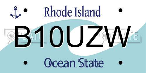 B10UZW Rhode Island License Plate