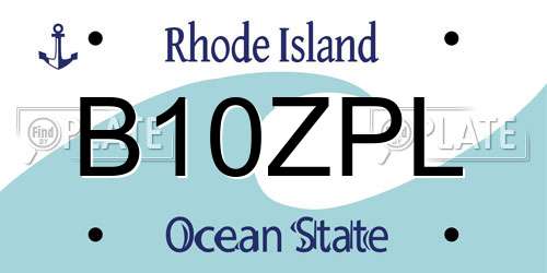 B10ZPL Rhode Island License Plate