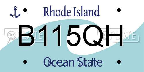 B115QH Rhode Island License Plate