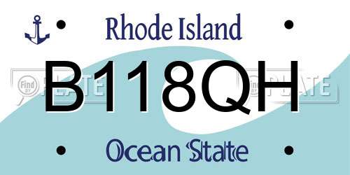 B118QH Rhode Island License Plate