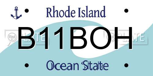 B11BOH Rhode Island License Plate
