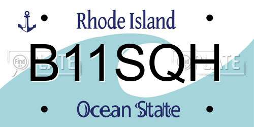 B11SQH Rhode Island License Plate