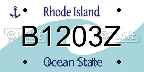 B1203Z Rhode Island License Plate
