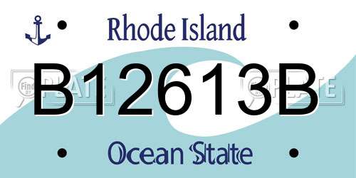 B12613B Rhode Island License Plate