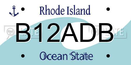 B12ADB Rhode Island License Plate
