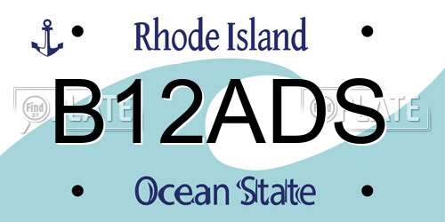 B12ADS Rhode Island License Plate