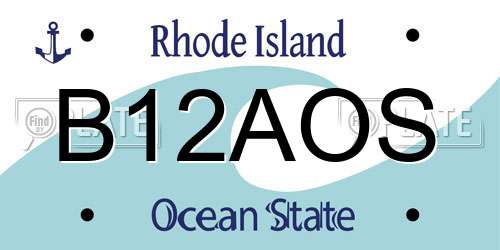 B12AOS Rhode Island License Plate