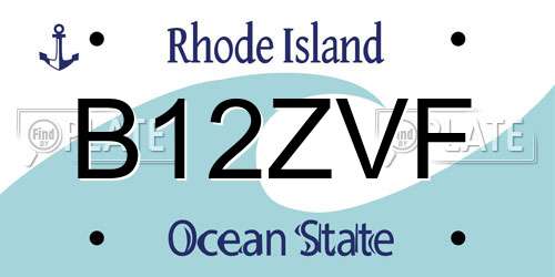 B12ZVF Rhode Island License Plate